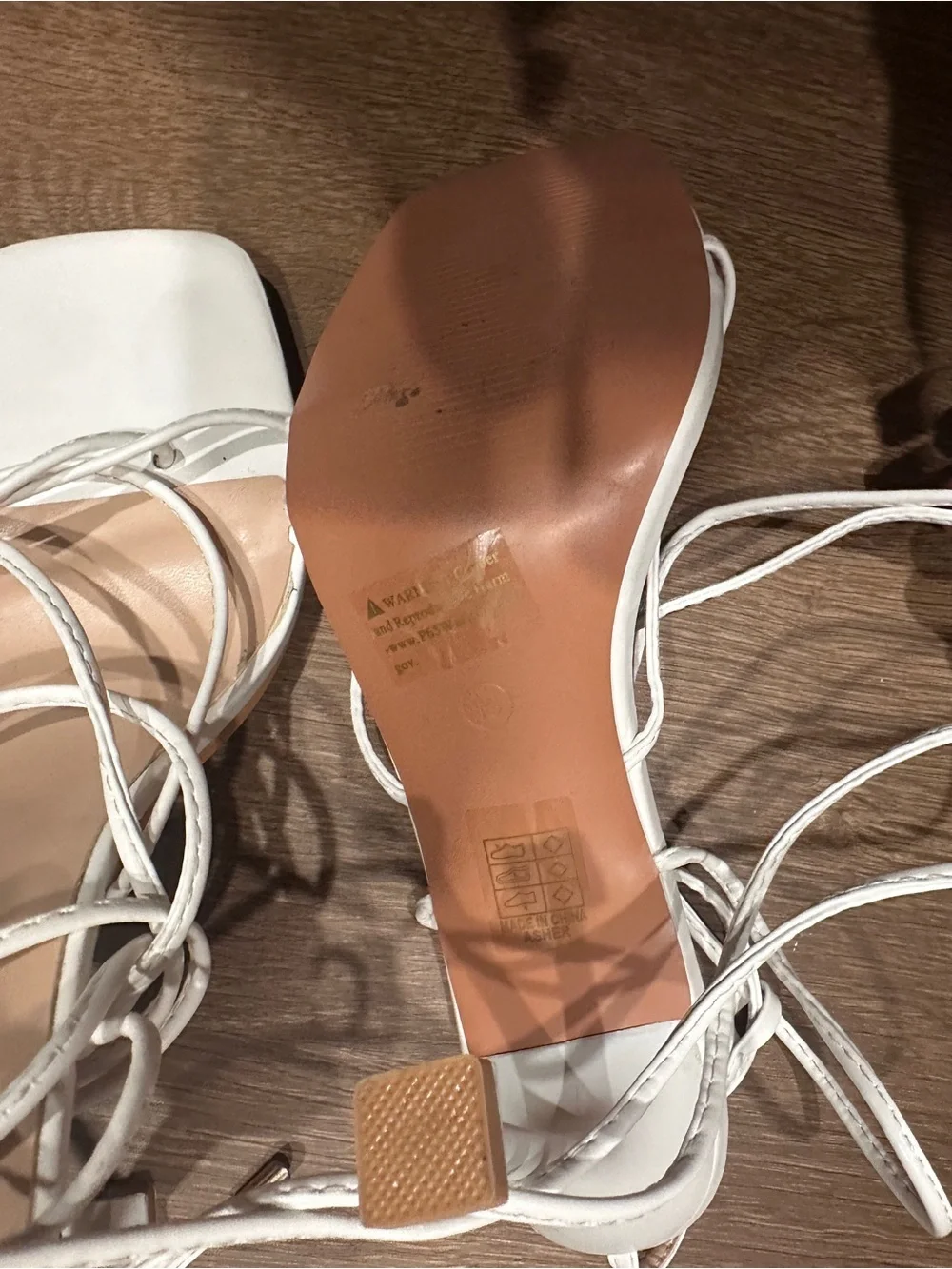 Fashion Nova White Lace-Up Square Toe Sandals